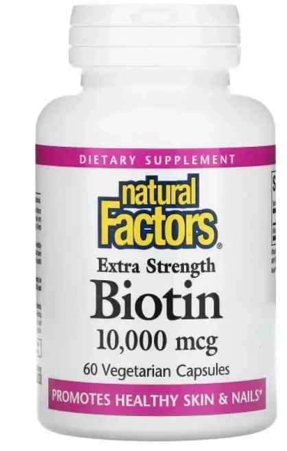 내추럴팩터스 엑스트라 스트렝스 비오틴 10000mcg 60정 비건, 1개 - 쿠팡