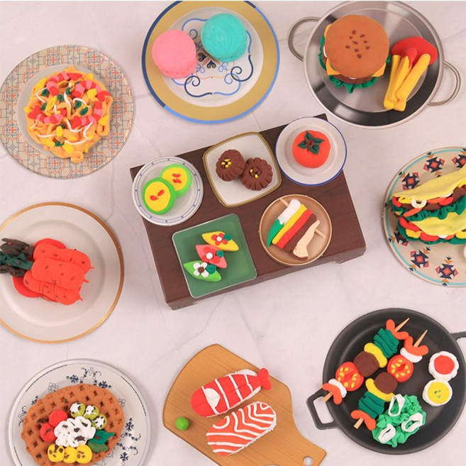 세계음식 디저트 클레이세트 종이 DIY 만들기키트 미술 수업 교구 만들기세트 다문화 요리 찰흙, 와플(벨기에)+팟타이(태국)세트, 1개