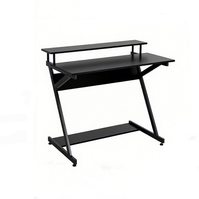 簡約Z字型書桌附置物架 學生辦公桌, 黑色