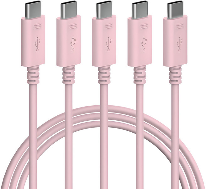 밸류엠 60W CtoC 초고속 충전 케이블 1m + 1.5m 3p + 2m 세트, 베이비핑크, 1세트
