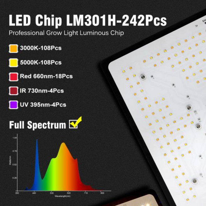 호환 100W LED 성장 온실 수경 식물 조명 LM301H 디밍 램프 빛 전체 스펙트럼, 03 AU, 1개