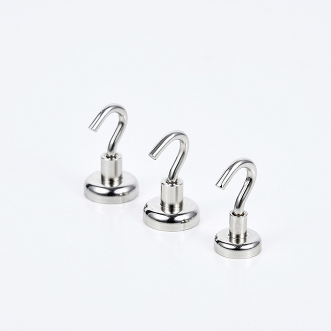 釹鐵硼強磁掛鈎 磁吸掛勾 強力磁鐵掛勾 掛鉤 免釘磁吸掛勾 免打孔吸鐵掛勾 多功能掛勾 磁石掛鈎 磁性掛鈎, 小號（垂直拉力0~1.5KG）, 2個