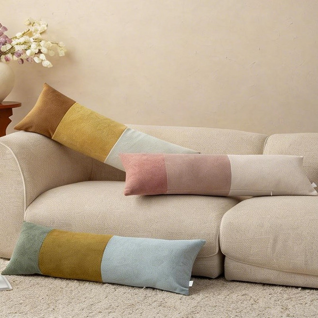 Veralool 바디필로우 대형 롱쿠션 안고자는 긴베개 일자형 롱 베개 솜+혼합색 커버, 브라운톤