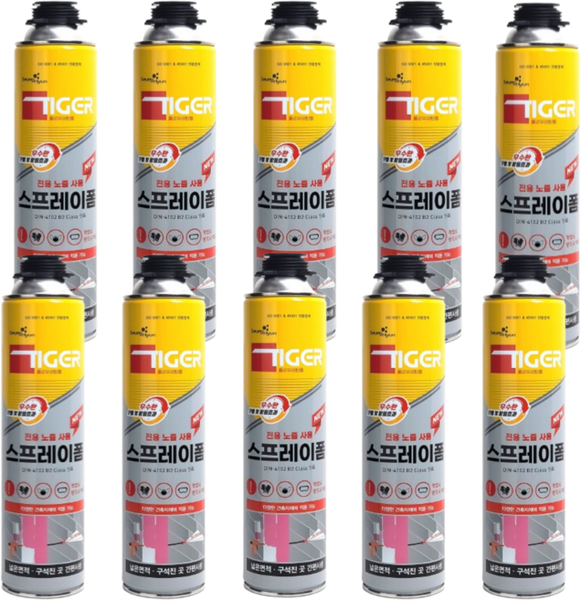 타이거 스프레이폼 분사형 뿜칠 방음 단열폼 폴리우레탄 840ml, 10개