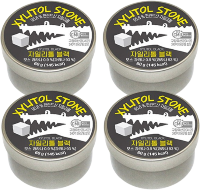 구강유산균함유 자일리톨스톤 블랙, 4개, 60g