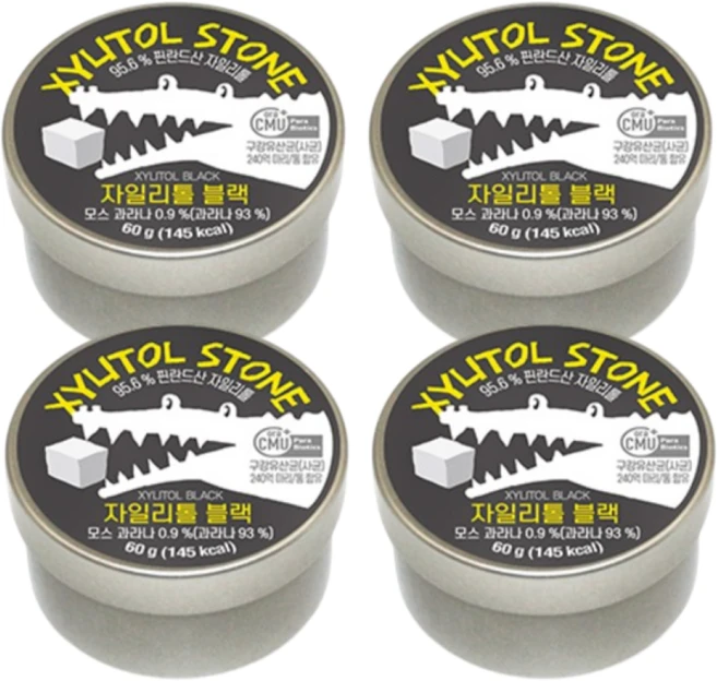 구강유산균함유 자일리톨스톤 블랙, 4개, 60g - 쿠팡