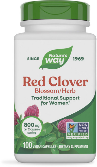 紅花苜蓿素食膠囊, 100顆, 1罐