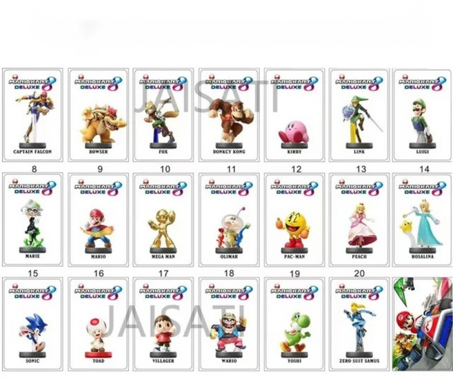 최신 파이어 엠블럼 아미보 카드 태그 NFC NS 스위치, 1개, 마리오 카트 8 디럭스 20개