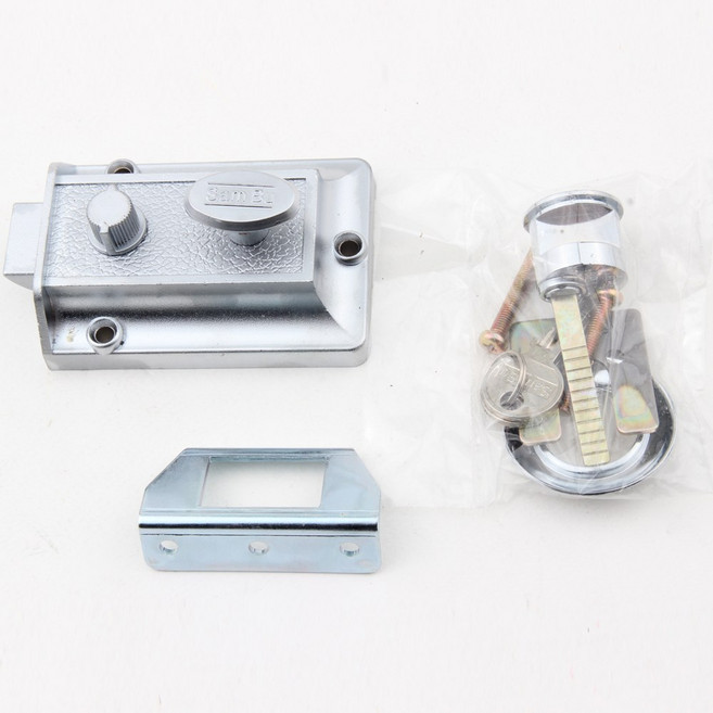 삼부 나이트랏찌 대문 현관문 개폐기 열쇠 잠금장치, 은색, 1개