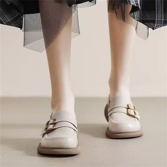 TKX 여성 더블 버클 로퍼 심플 두꺼운 밑창 오피스 데일리 슈즈 편안한 착화