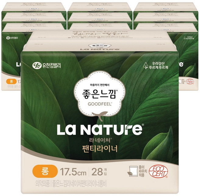 좋은느낌 라네이처 네이처백 팬티라이너, 롱, 28개입, 10개