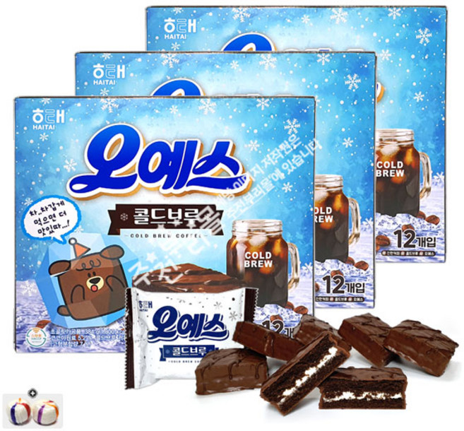 해태 오예스 콜드브루(12봉입) x 3통(+자색옥춘사탕 20g 포함)