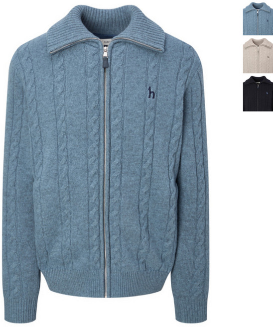 헤지스 맨 하이넥 울 케이블 방풍 집업 95~115 size 남성 의류 니트 가디건