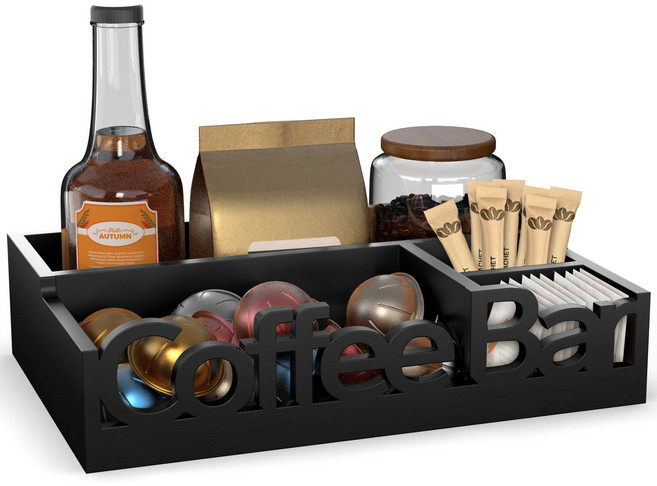 애드핏하우스 사무실 탕비실 홈카페 커피 티백 간식 다용도 정리함 보관함 트레이, 1개, 블랙