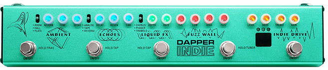 Valeton Dapper 일렉트릭 기타 이펙터 왜곡 과부하 압축 잔향 프론트 DI 박스 베이스 싱글 블록, 대퍼 인디 (음악가), 1개