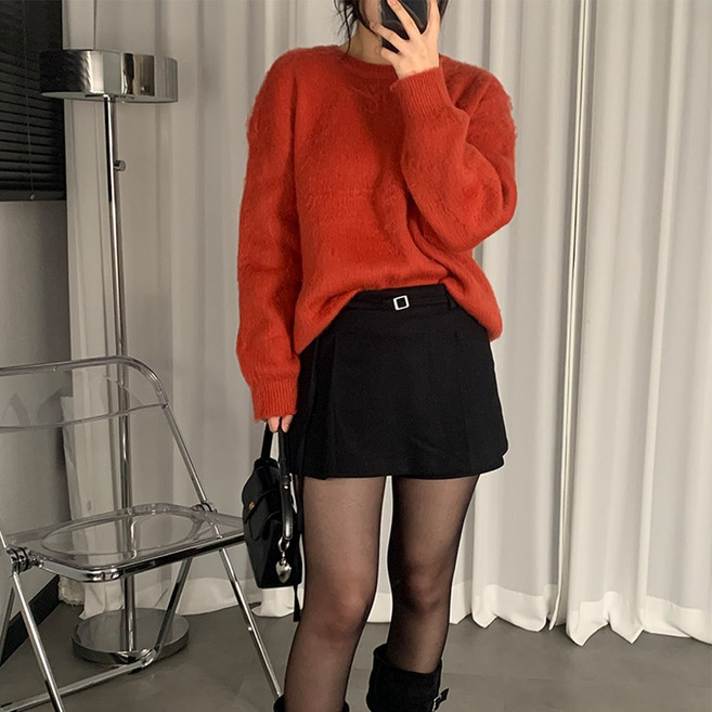 모헤어니트 오버핏 레이어드 니트