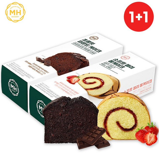 [신세계푸드] 밀크앤허니 소프트제리롤[520g]+진한초콜릿파운드[620g] 혼합세트, 1.14kg, 1세트