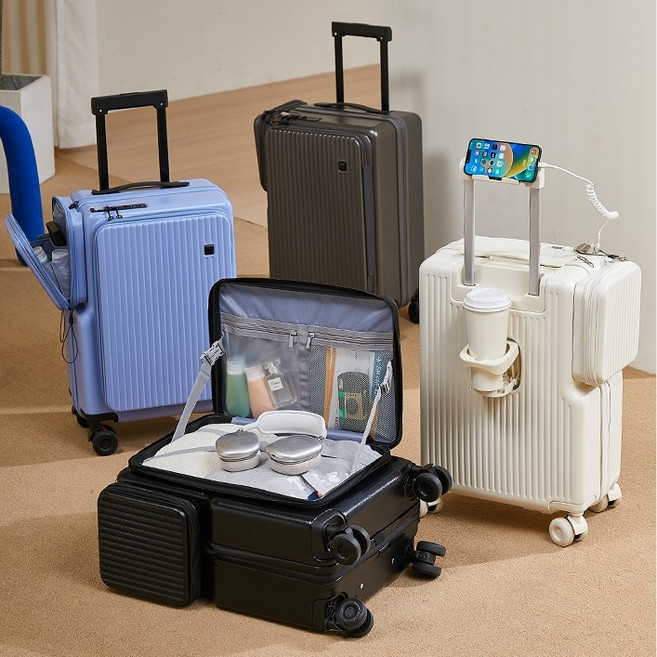 TLOML 캐리어 20인치 24인치 기내용 캐리어 확장형 양면 오픈 USB 여행용 캐리어 대용량