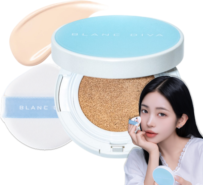 블랑디바 워터벨벳 쿠션 본품 4종, 19호 포슬린 (본품), 1개