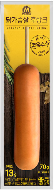 미트리 닭가슴살 후랑크 핫바 콘옥수수, 70g, 20개