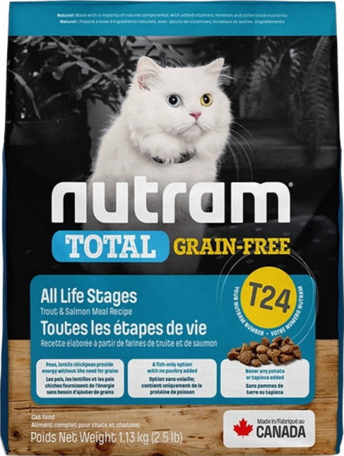 紐頓 Nutram T24 無穀全能貓飼料 鮭魚+鱒魚 1.13kg-5.4kg, 1個
