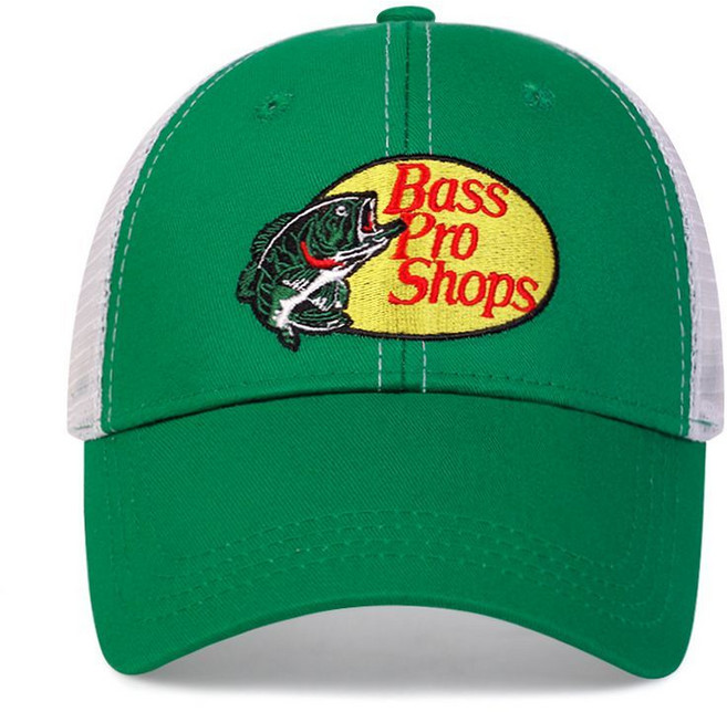 Bass Pro Shops 鱸魚刺繡棒球帽 透氣網帽, 1個, bass 綠色