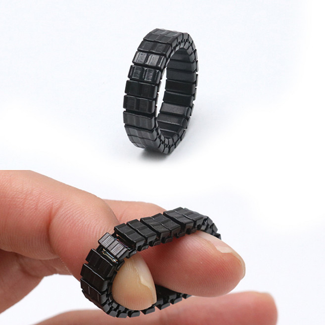 R0061 써지컬 블랙 실버 스프링 메탈 밴딩 반지