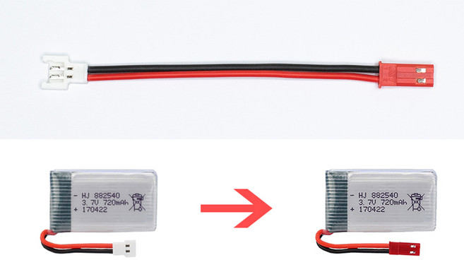3.7V 드론 배터리 MOLEX to JST 아답터 케이블 변환 커넥터 젠더, 1개, (X5C) 4젠더(MOL-JST)