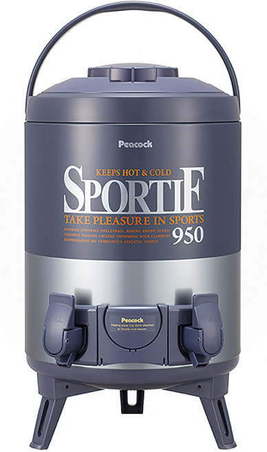 피콕 일본제 더블 코크 키퍼 저그 9.5 L 보냉 보온 블루 그레이 INW-100 AH, 상세페이지 참조, 1개
