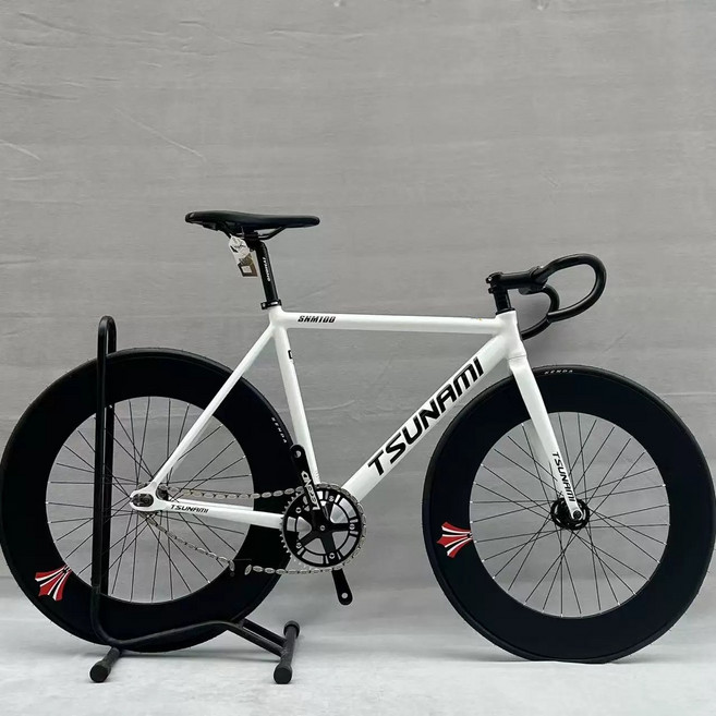 쓰나미픽시 픽시자전거 snm100 완성차 앞뒤브레이크포함, 49cm, 1.6화이트블랙/90mm 더블림