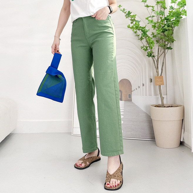 103st 세미 와이드 팬츠 5컬러 밴딩 스판 면 일자 통바지/여성 빅사이즈 S~3XL