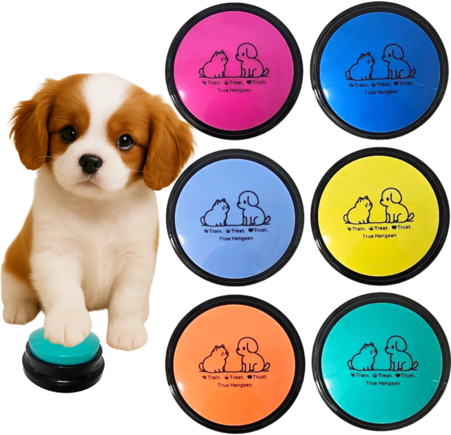 트루행센 강아지 훈련 간식벨 장난감, 6개, 블루+옐로+민트+하늘+주황+와인