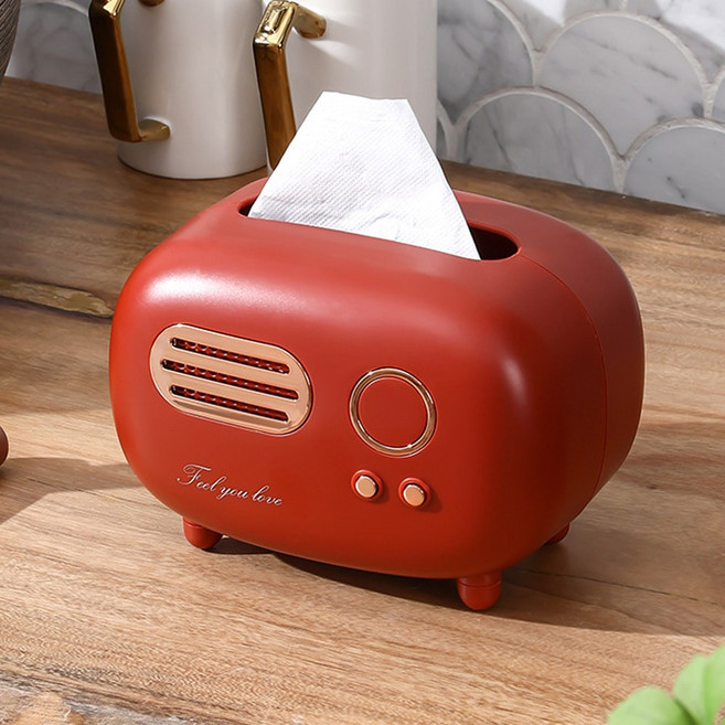 스토리빙 레트로 티슈 두루마리 휴지 케이스, 레드, 1개