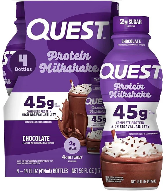 퀘스트뉴트리션 프로틴 초콜릿 밀크쉐이크 414ml 4개 1세트 - 쿠팡