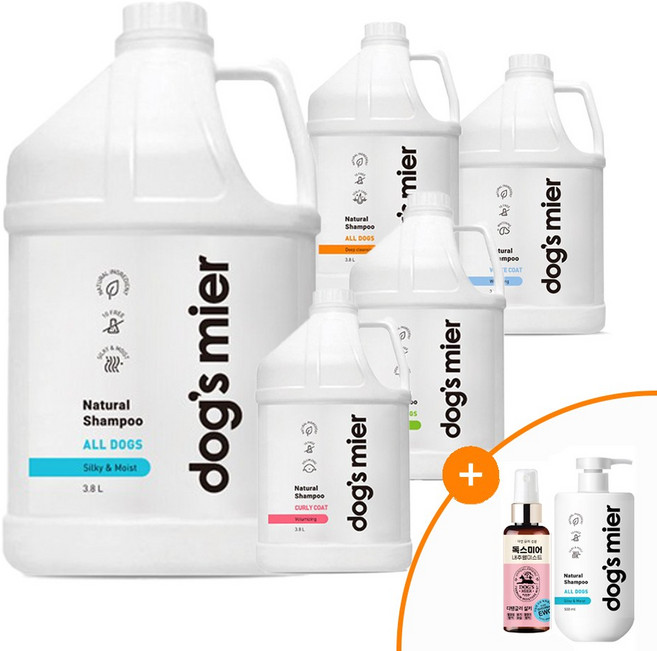 독스미어 샴푸 강아지천연샴푸 대용량 3800ml 미용실 볼륨 화이트닝 실키, 1개