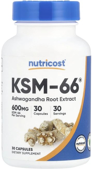 Nutricost KSM-66 아슈와간다 뿌리추출물 600mg 캡슐 30정, NutricostKSM66아슈와간다뿌리추출물600mg캡, 1개 - 쿠팡