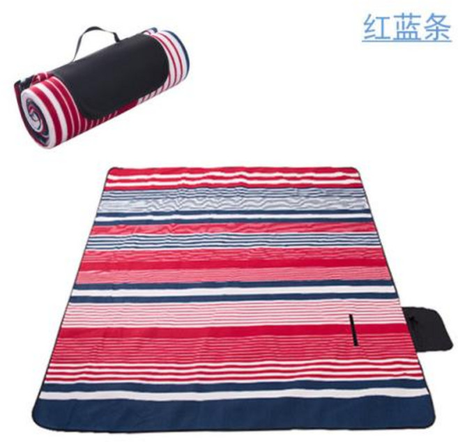 방수 접이식 피크닉 매트 야외 캠핑 해변 방습 담요 휴대용 캠핑 매트 하이킹 해변 200*200cm, 4) Red and blue stripes - 200x