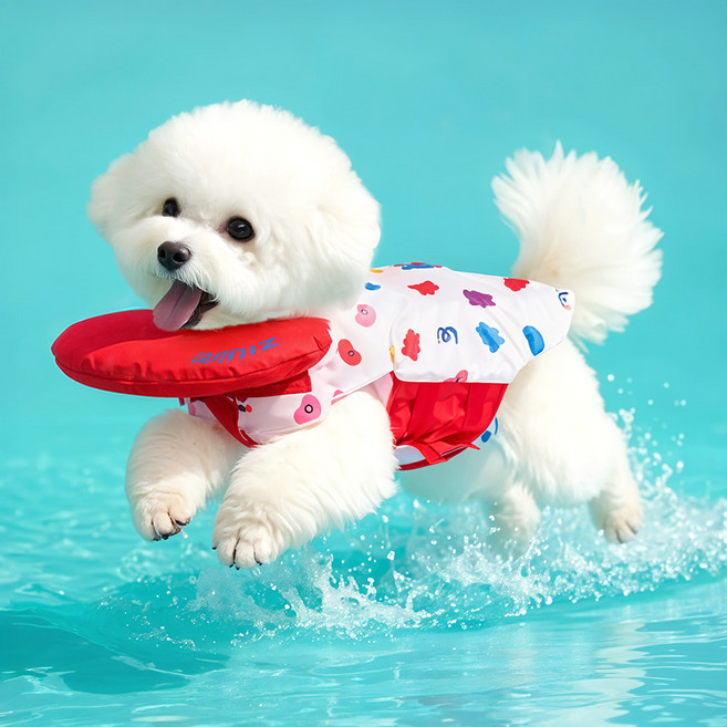 위니즈 젤리빈 펫 구명조끼 강아지 물놀이 턱받이, 젤리빈(레드), 1개