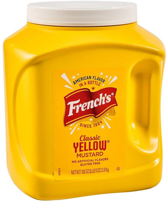 Frenchs 클래식 옐로우 머스타드 3kg(105oz) 톡 쏘고 크리미한 벌크 컨테이너 1개 전문가용이나 가정에서 용기에 적합, Frenchs 클래식 옐로우 머스타드 3kg(105oz