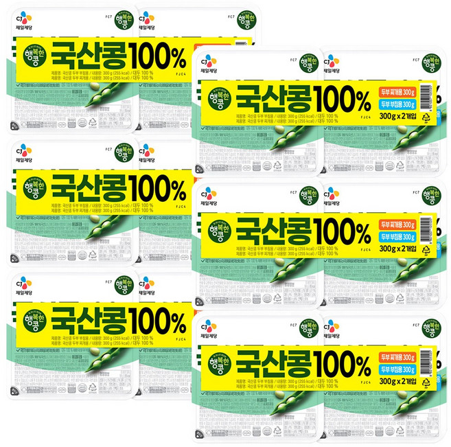 CJ 행복한콩 국산 겸용 두부 (300G 2입), 6개, 600g