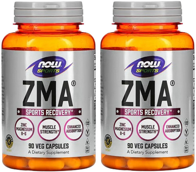 NOW Foods Sports ZMA 1PACKAGE 운동 후 회복 베지 캡슐, 90정, 2개