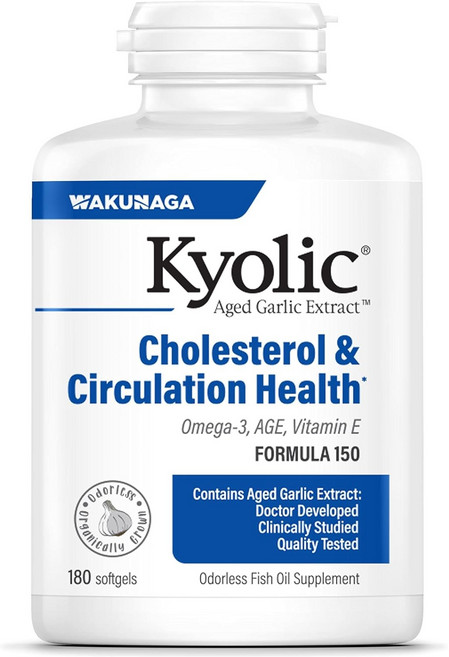 Wakuaga Kyolic 熟成大蒜萃取物 Omega-3 軟膠囊, 1個, 180入, 180錠