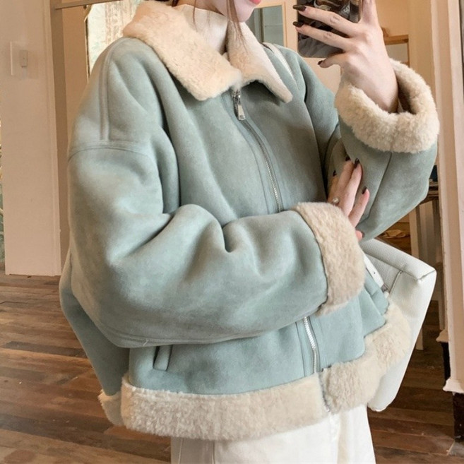 아이엠몽 여성 기본 카라 무스탕 자켓