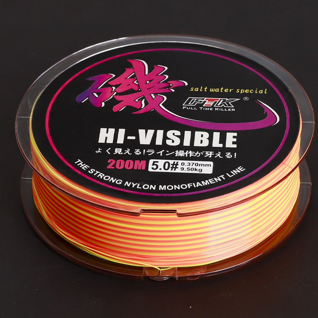 FTK 200M 찌낚시 라인 - 내마모성 원줄 / 갯바위 낚시용, 1개, 주황색