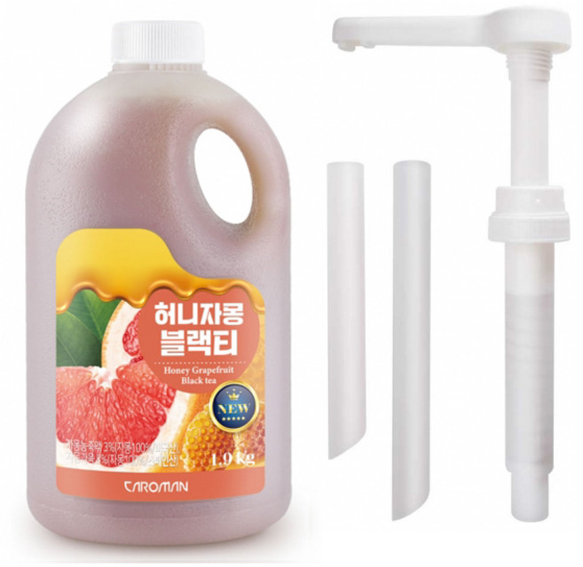 까로망 허니 자몽 블랙티 베이스 1.9kg + 전용 소스펌프 증정 | 대용량 허니 자몽 블랙티 베이스 홈카페 음료
