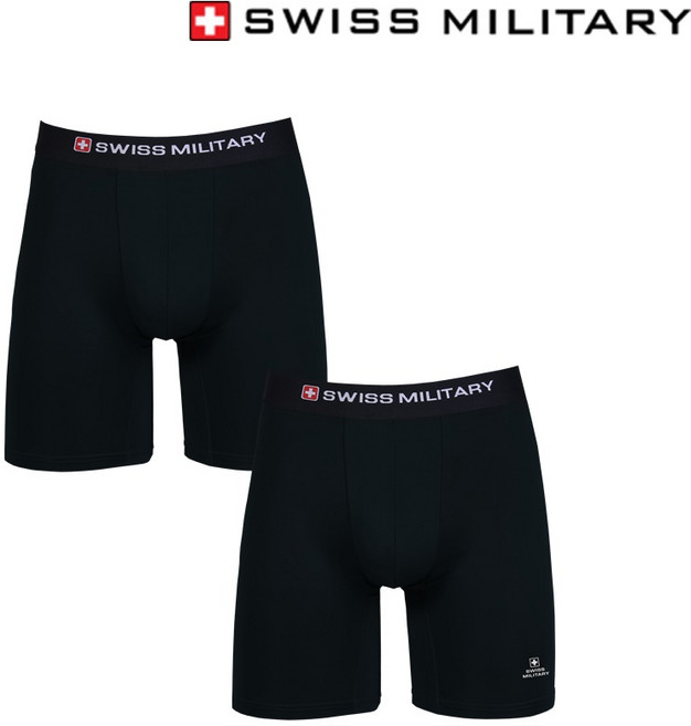 스위스밀리터리 남자팬티 롱드로즈 속옷/ 블랙 (2개)