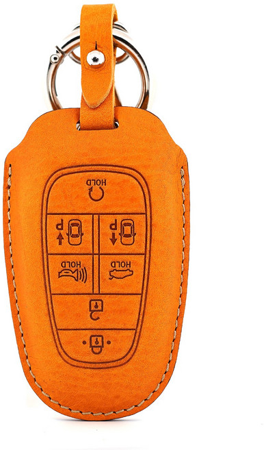 페레노 현대 더뉴그랜저 쏘나타DN8 투싼 넥쏘 7버튼 스마트키 가죽 케이스 키홀더 PH07, 미네르바복스 옐로우