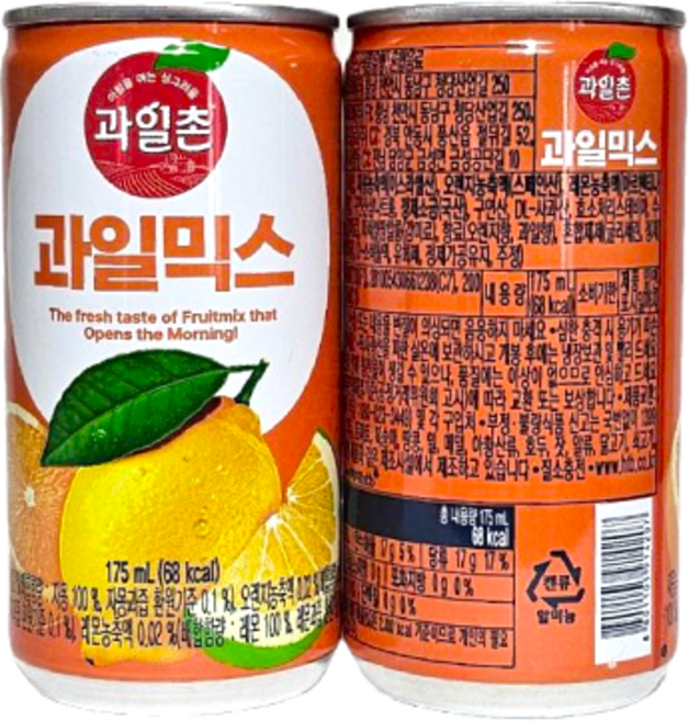 해태 과일촌 과일믹스 드링크 175ml x 90캔 미니캔, 90개