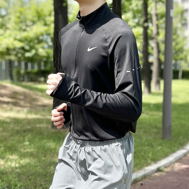 나이키 SDQ 남성 남자 드라이핏 스포츠 티셔츠 쿼터 집업 긴팔 러닝 헬스 트레이닝 블랙