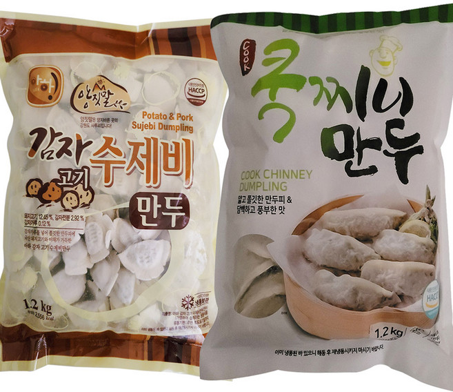 아하 떡국에 어울리는 (감자수제비1.2kg + 쿡찌니고기1.2kg)만두 25호 선물세트, 1세트, 2.4kg